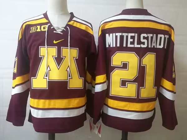 Men's Minnesota Golden Gophers #21 Mittelstadt Maroon Stitched Jersey